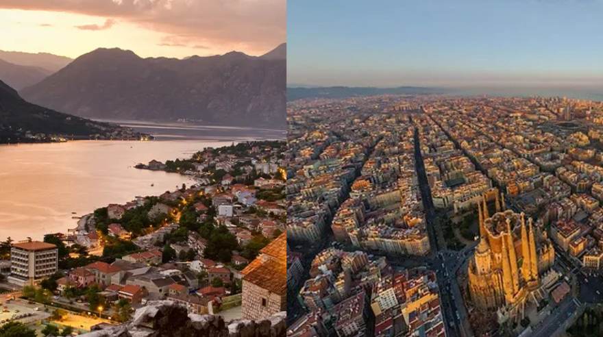 Montenegro ou Espanha: escolher um país para comprar um imóvel, comparar paisagens e arquitetura.